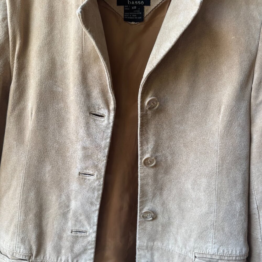 Dennis Basso Vintage Tan Suede Coat Ethically Made in USA Y2K Tailored Fit XS - Picture 4 of 16